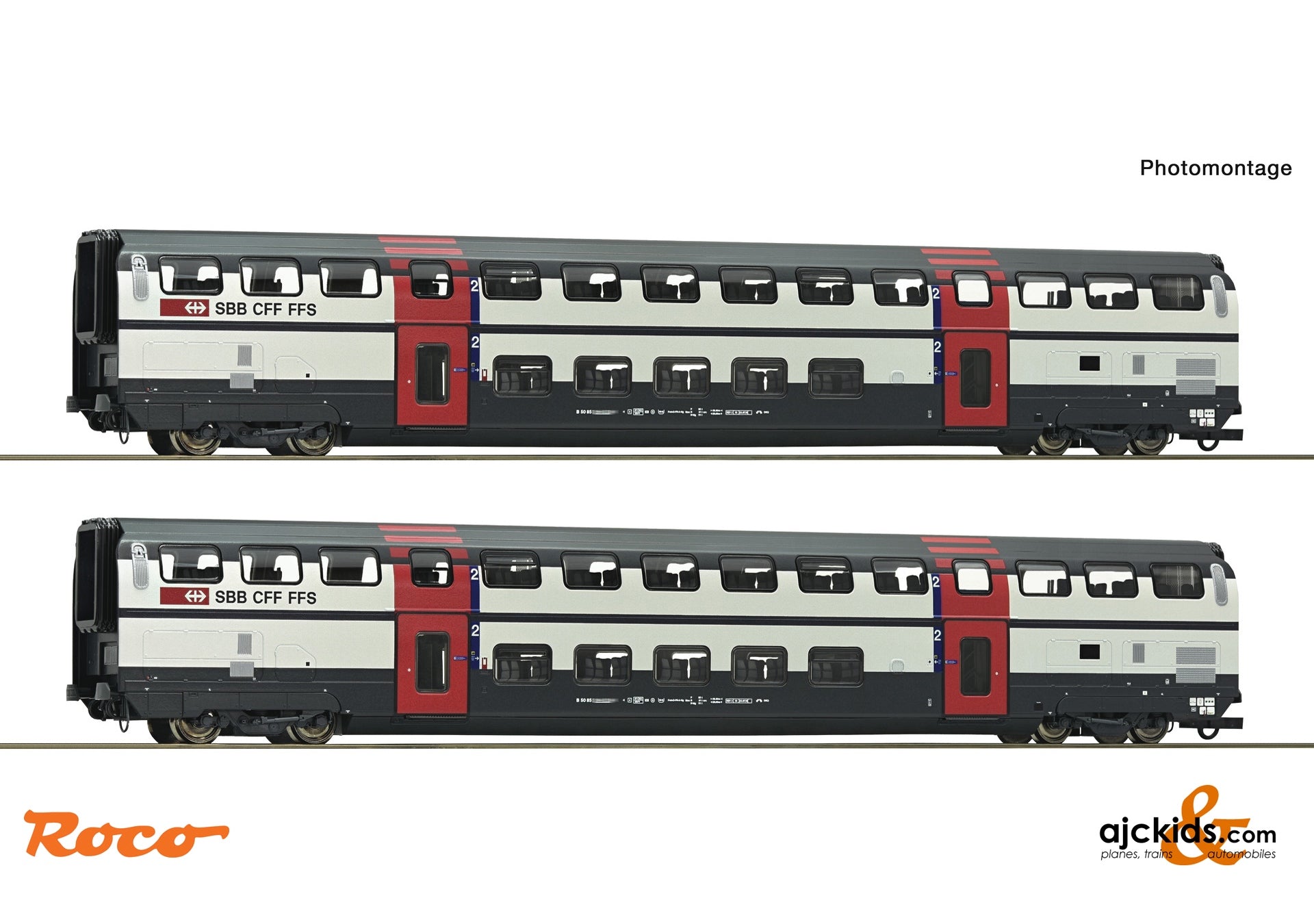 2 piece set (2): 2nd class double-deck coaches, SBB