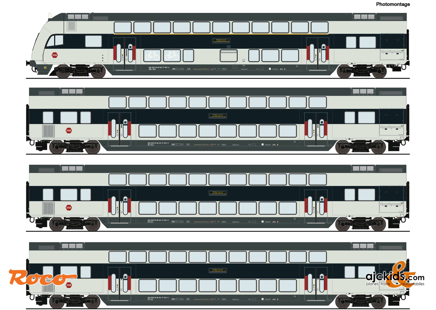 Roco 6210147 4 piece set: Double-deck coaches, DSB