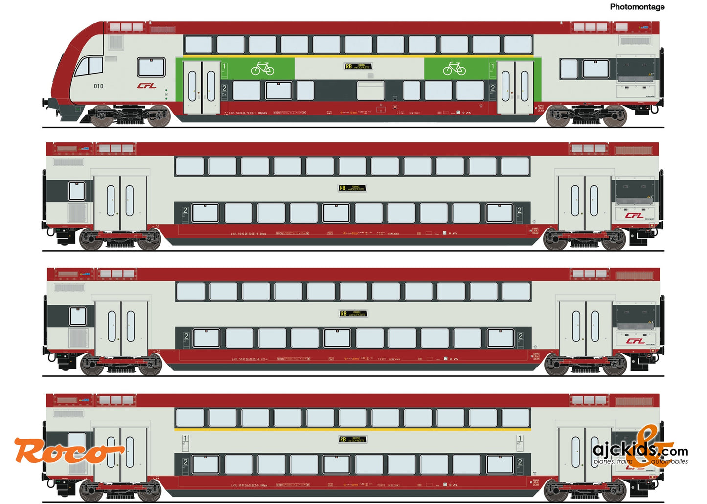 Roco 6210148 4 piece set: Double-deck coach, CFL