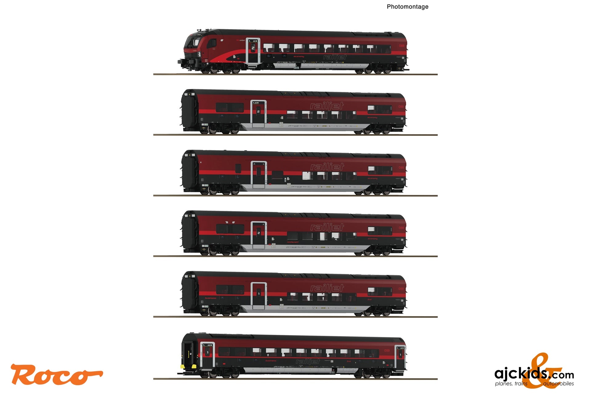 6 piece set (1): Railjet 2, ÖBB