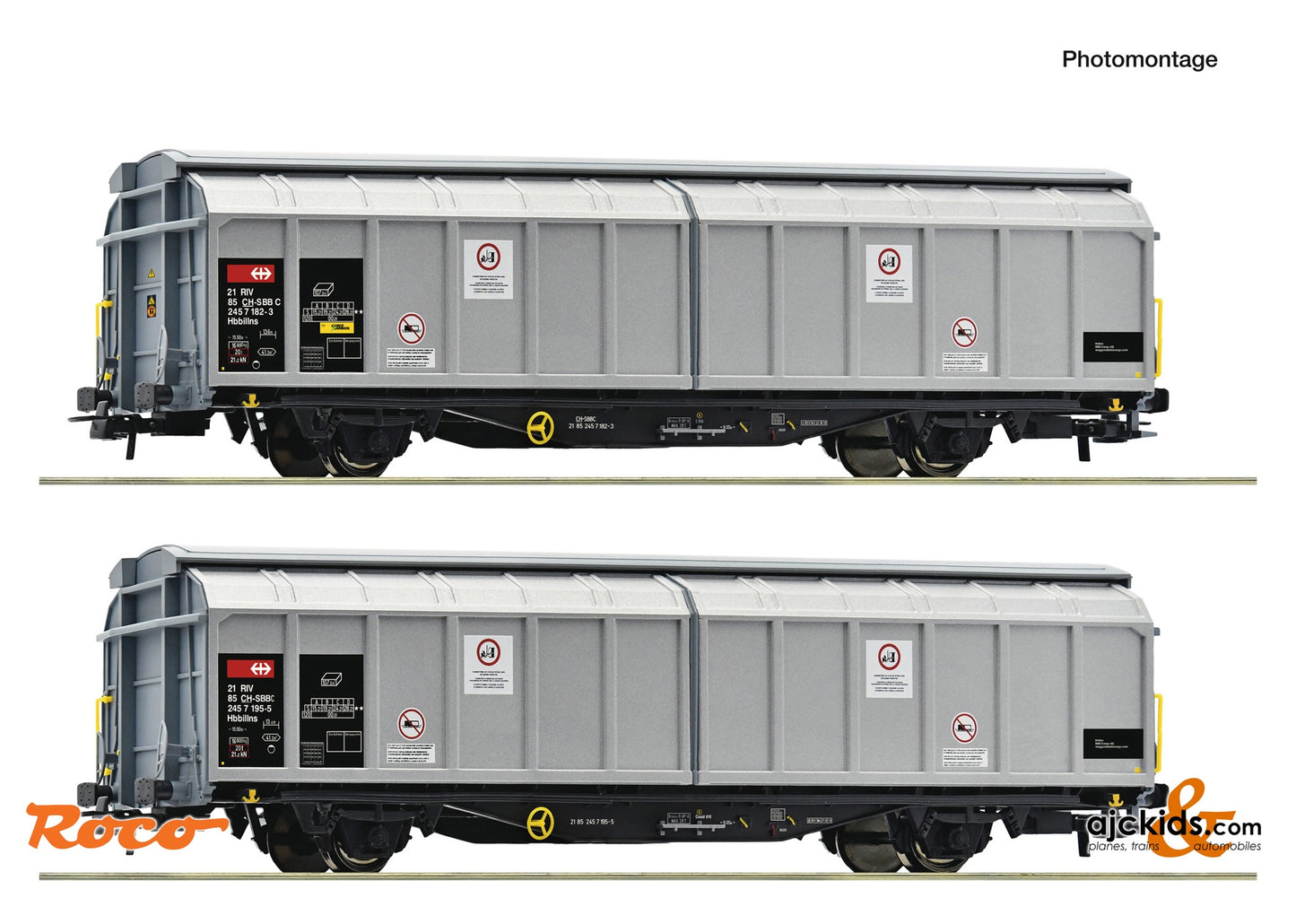 Roco 6600110 2-piece set: Sliding wall wagons, SBB Cargo