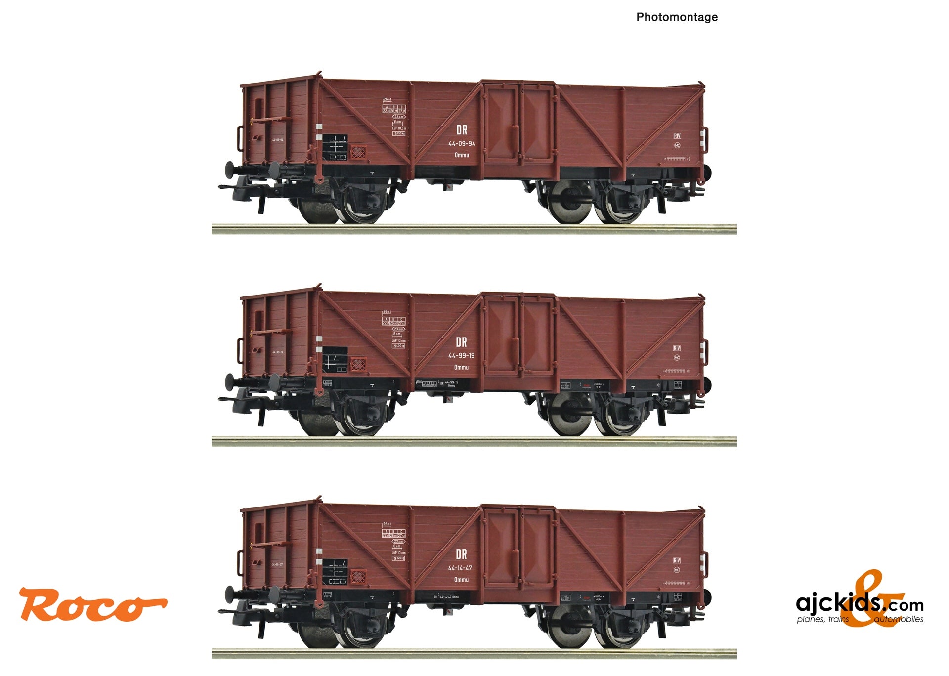 Roco 6600115 3-piece set: Open goods wagon, DR