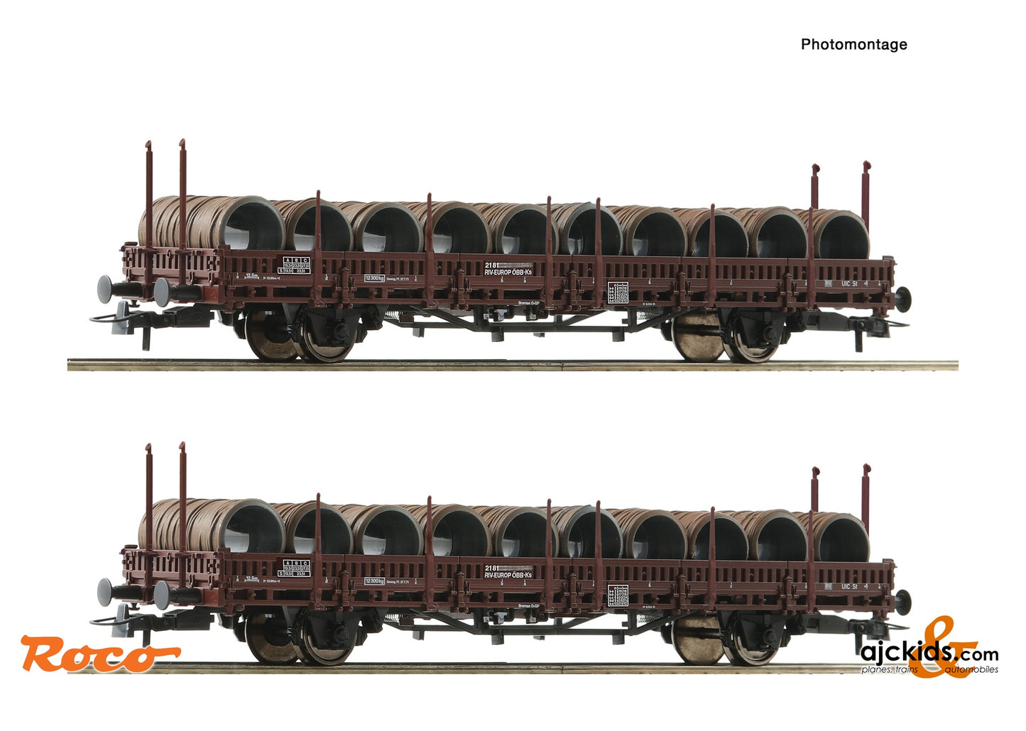 Roco 6600120 2-piece set: Swivel-type stake wagons, ÖBB