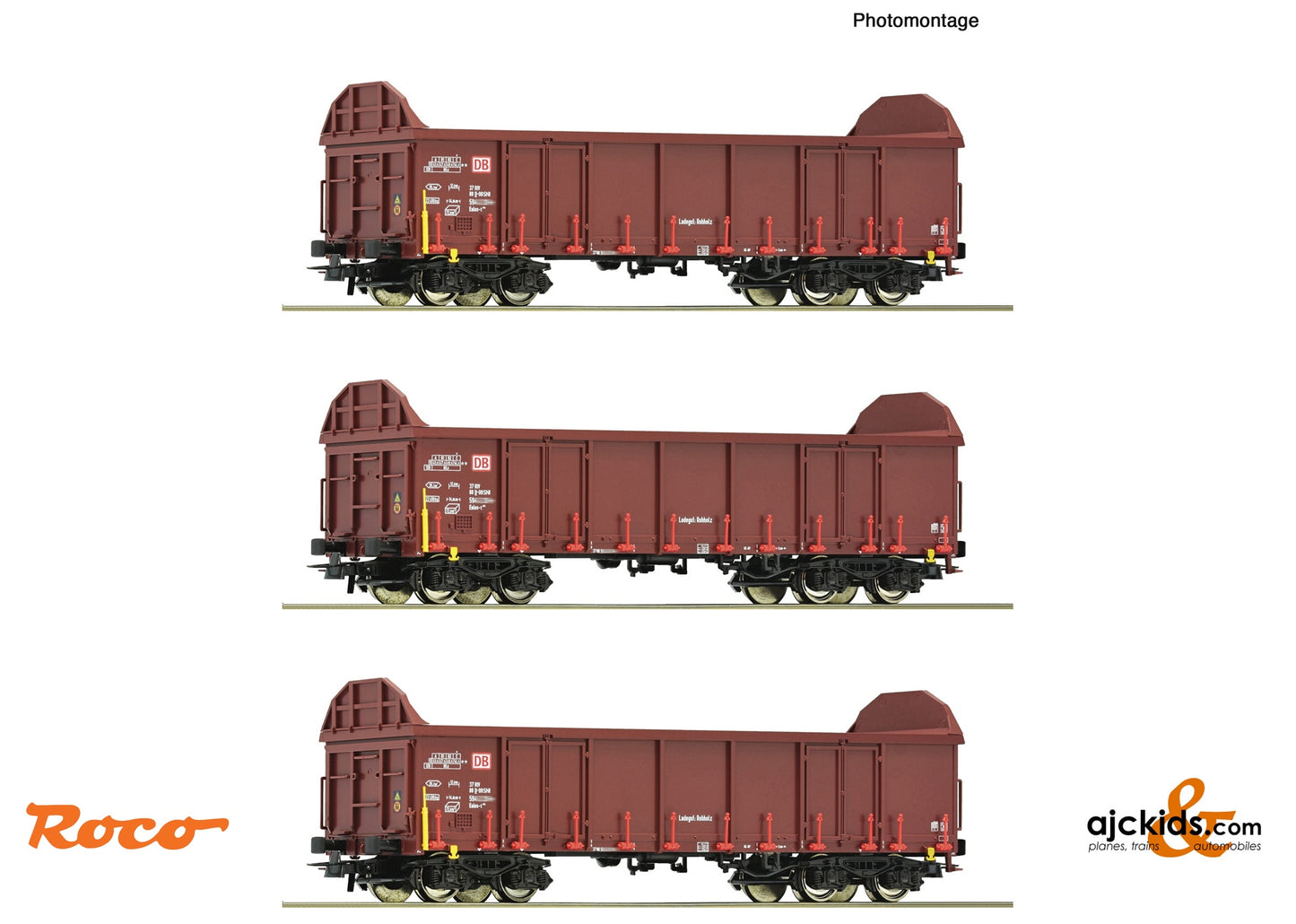 Roco 6600131 3 piece set: Open goods wagons, DB AG