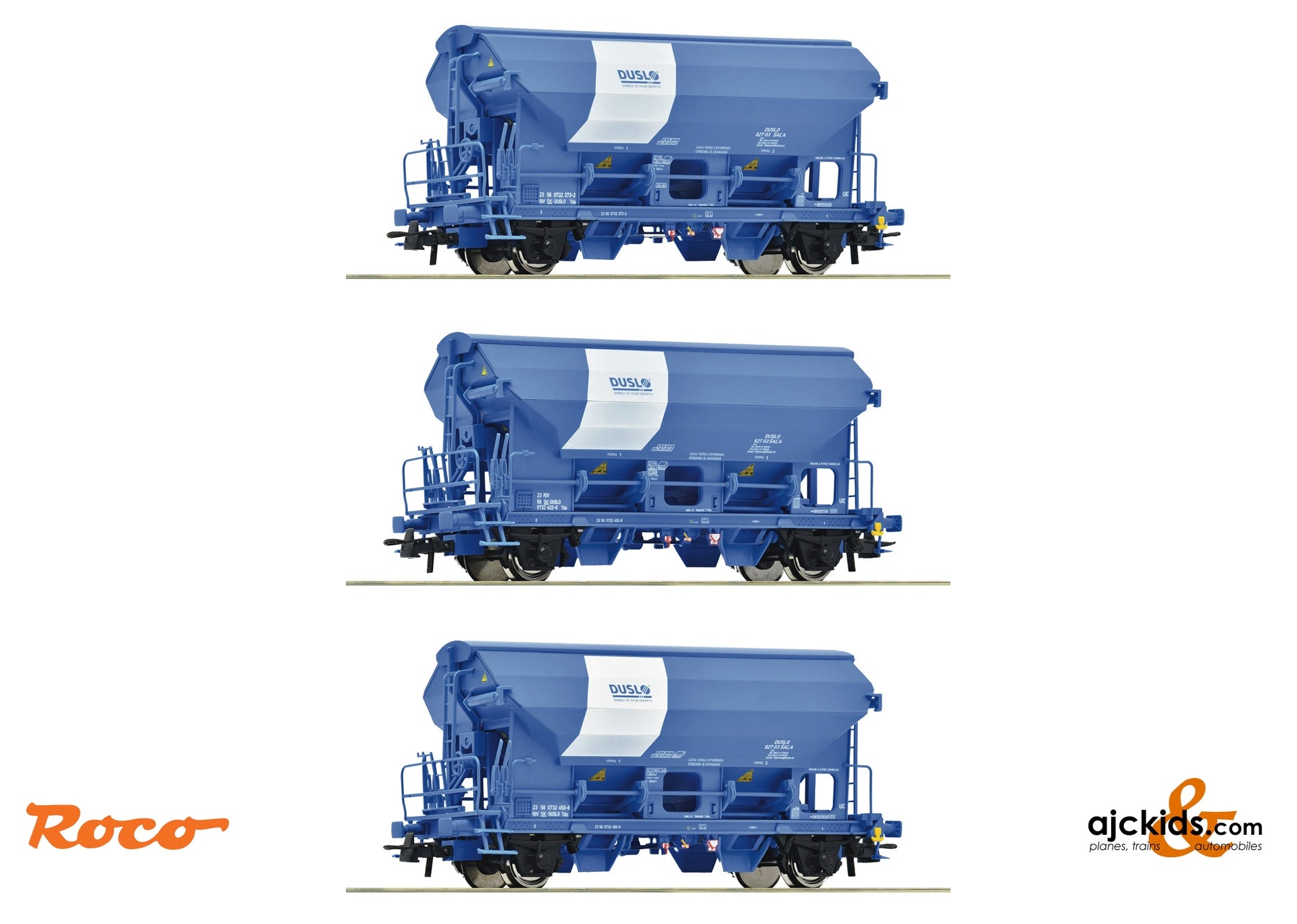 Roco 6600134 3 piece set: Swivel roof wagons, Duslo – Ajckids