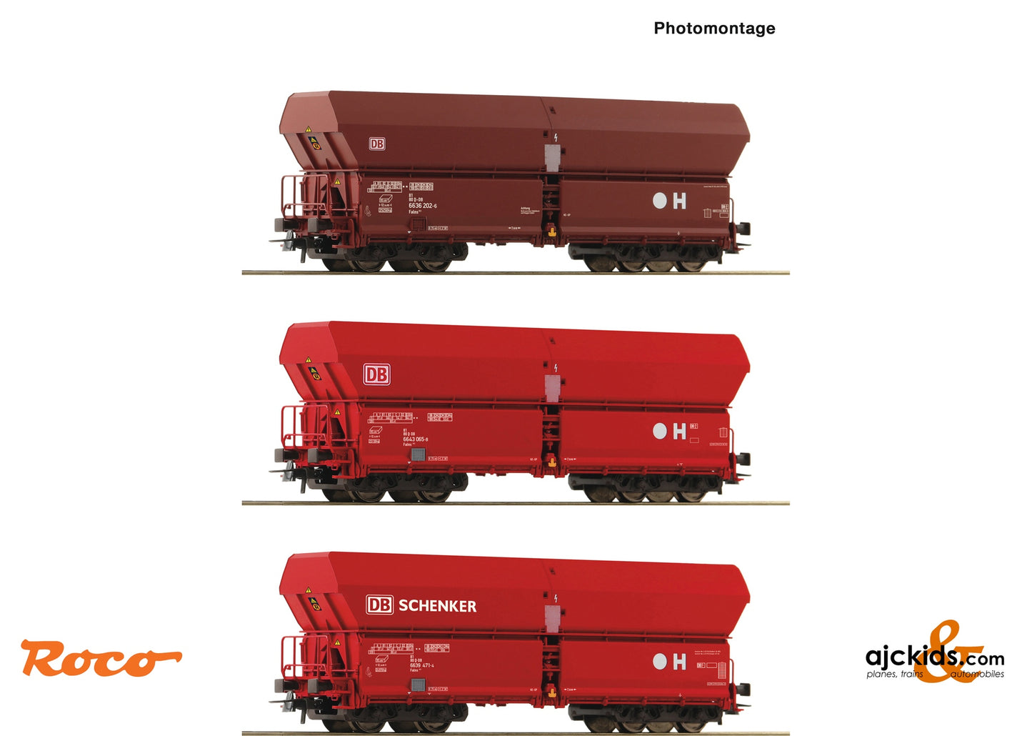 Roco 6600135 3 piece set: Self unloading hopper wagons, DB AG