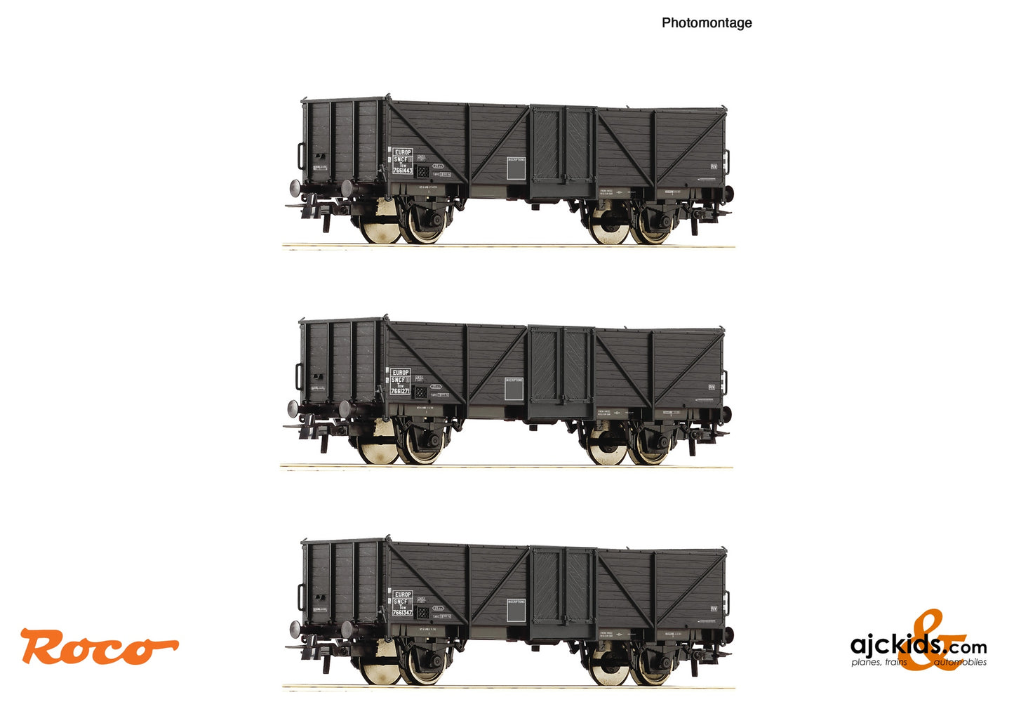 Roco 6600141 3 piece set: Open goods wagons, SNCF