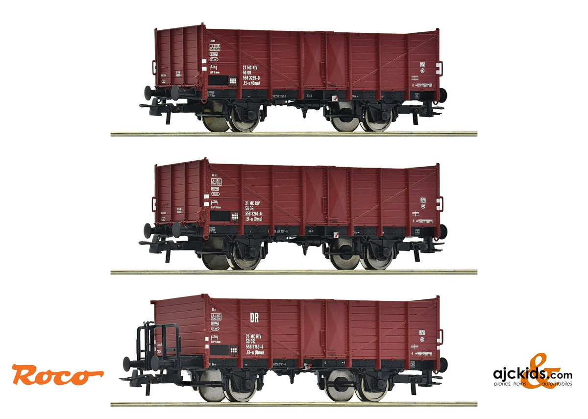 Fials Set Roco Roco 6600146 3 piece set: Open goods wagons, DR – Ajckids
