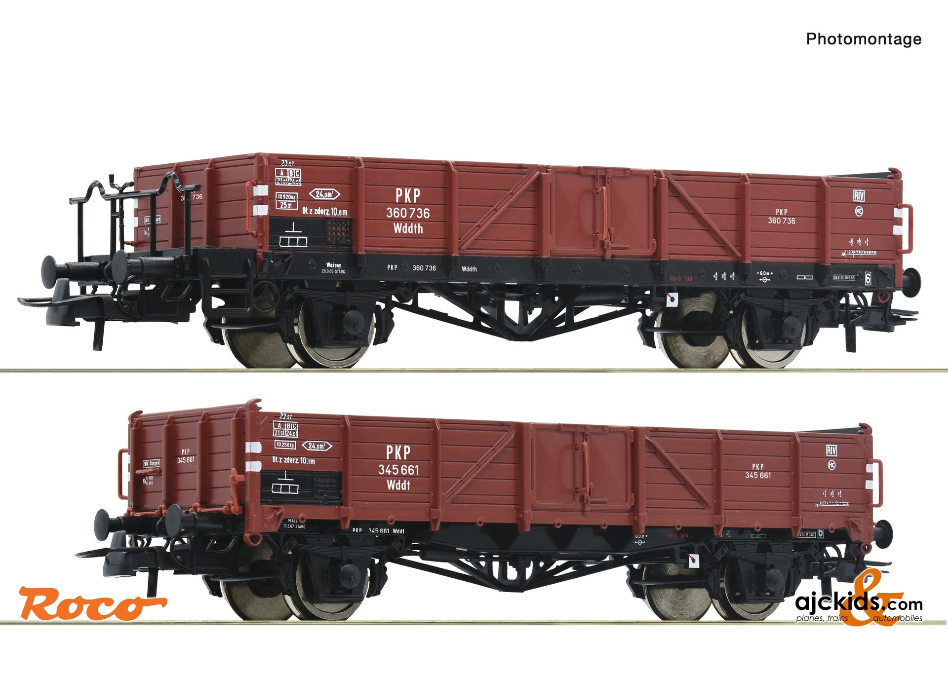 Roco 6600150 2-piece set: Open freight wagons, PKP