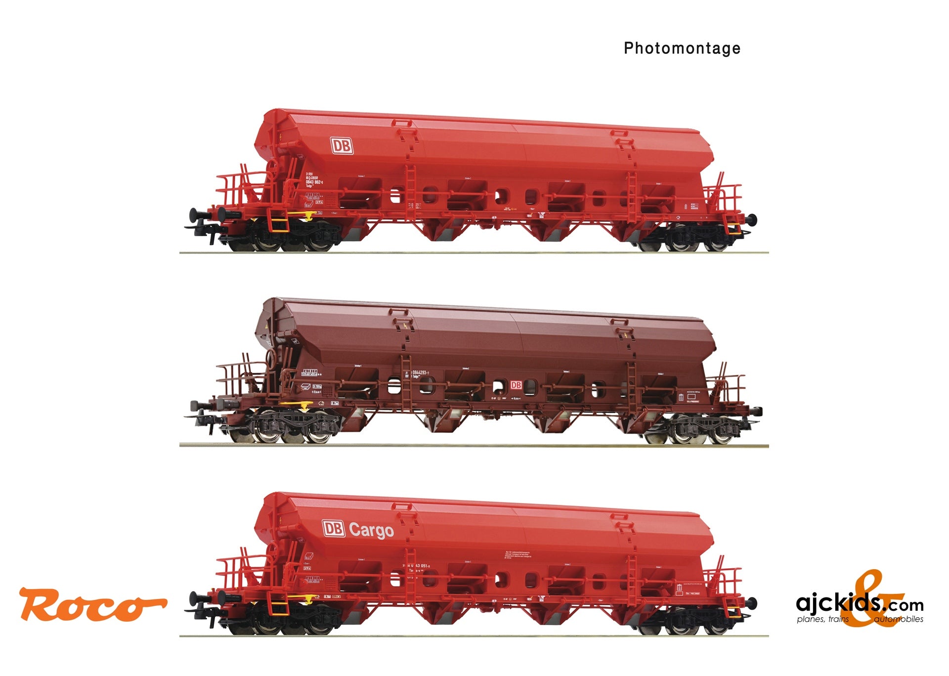 Roco 6600153 3 piece set: Swivel roof wagons, DB AG