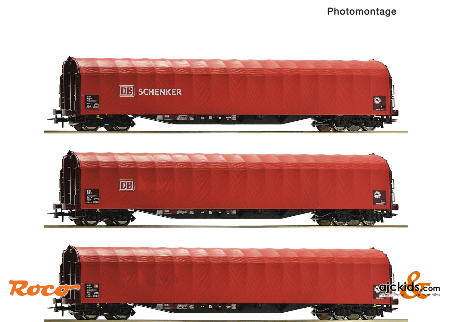 Roco 6600156 3 piece set: Sliding tarpaulin wagons, DB AG