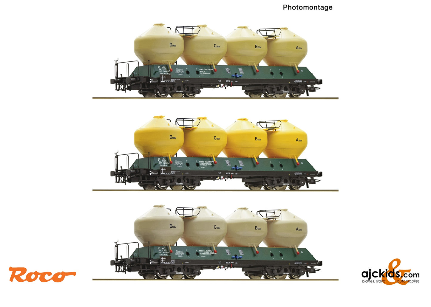 Roco 6600177 3 piece set: Silo wagons, CSD