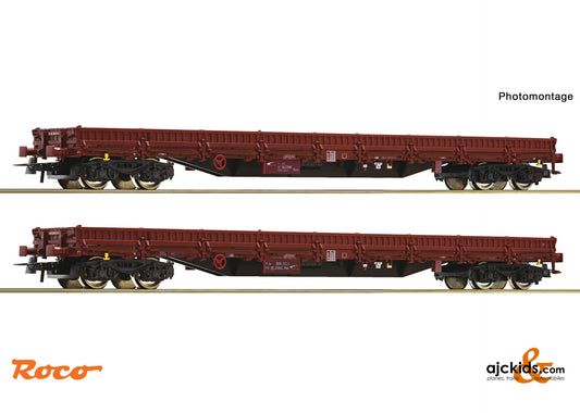 Roco 6600186 2 piece set: Stake wagons, ZSSK Cargo