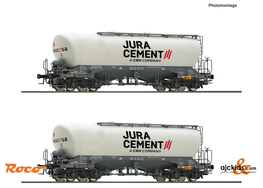 Roco 6600191 2 piece set: Silo wagons, Jura Cement/Wascosa