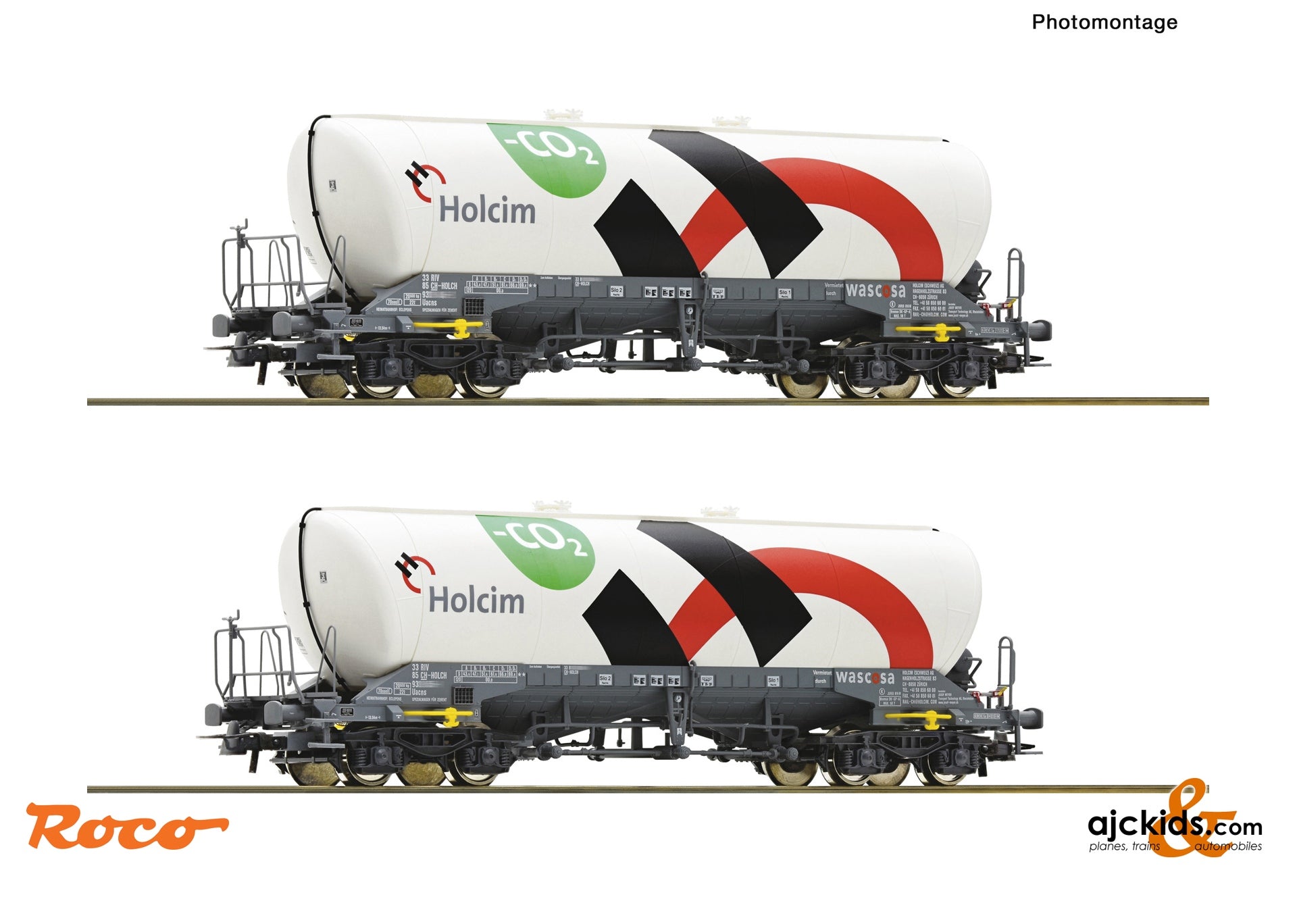 Roco 6600192 2 piece set: Silo wagons, Holcim