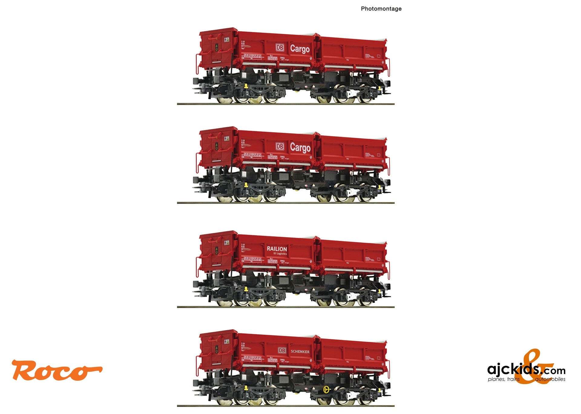 Roco 6600202 4 piece set: Dump wagons, DB AG – Ajckids