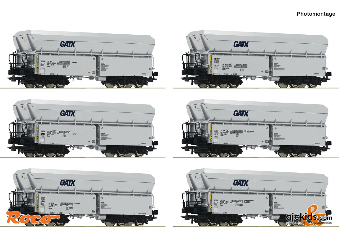 6 piece set: Self-unloading hopper wagons, GATX