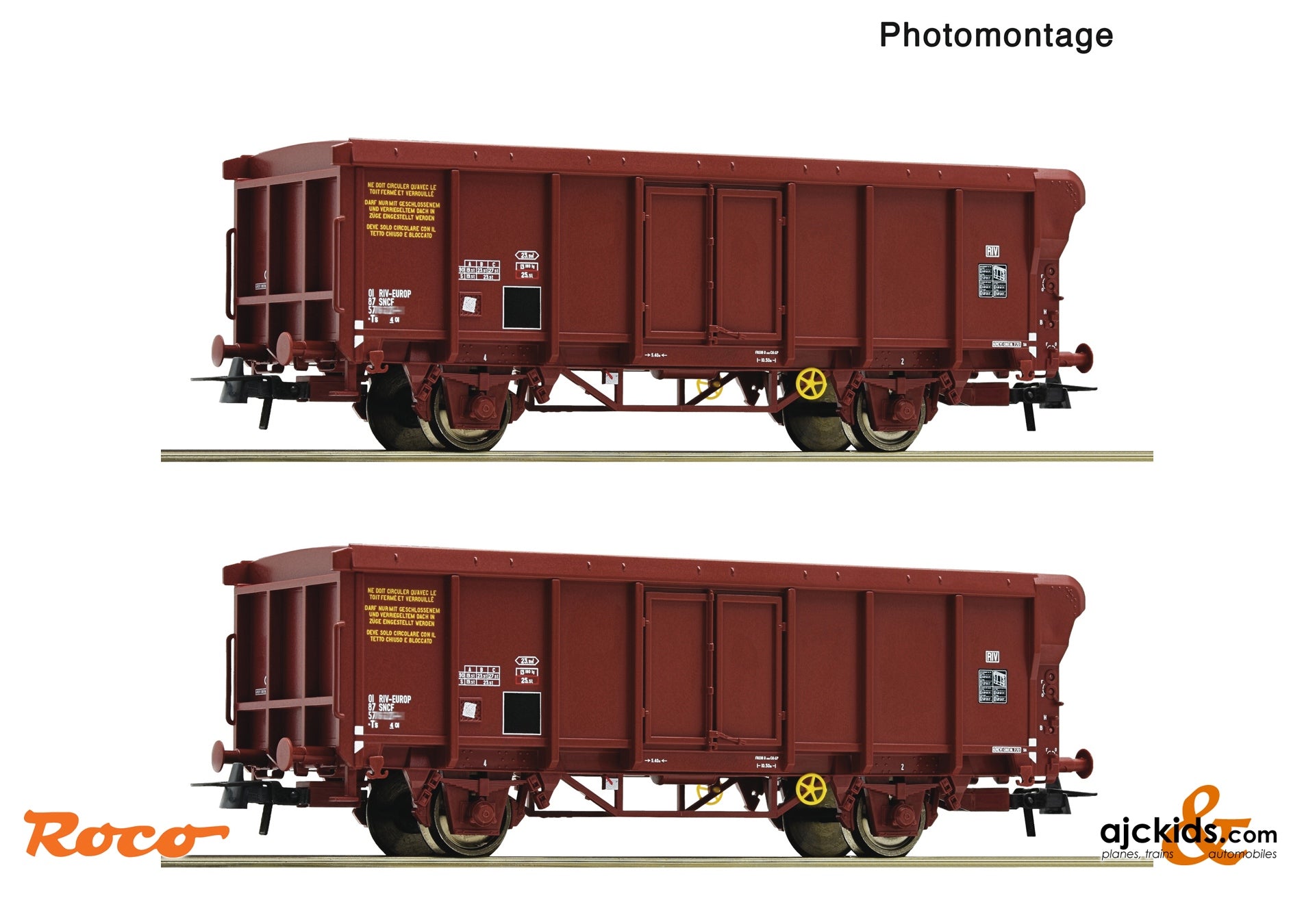 2 piece set: Roll-roof wagons, SNCF