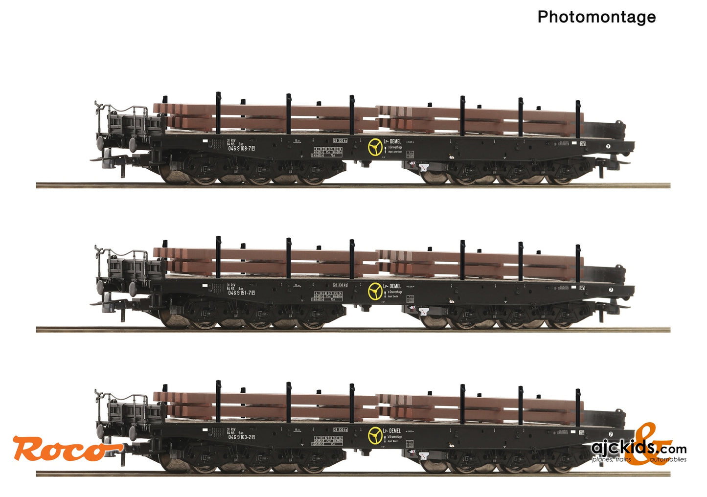 3 piece set: Heavy-duty flat wagons, NS