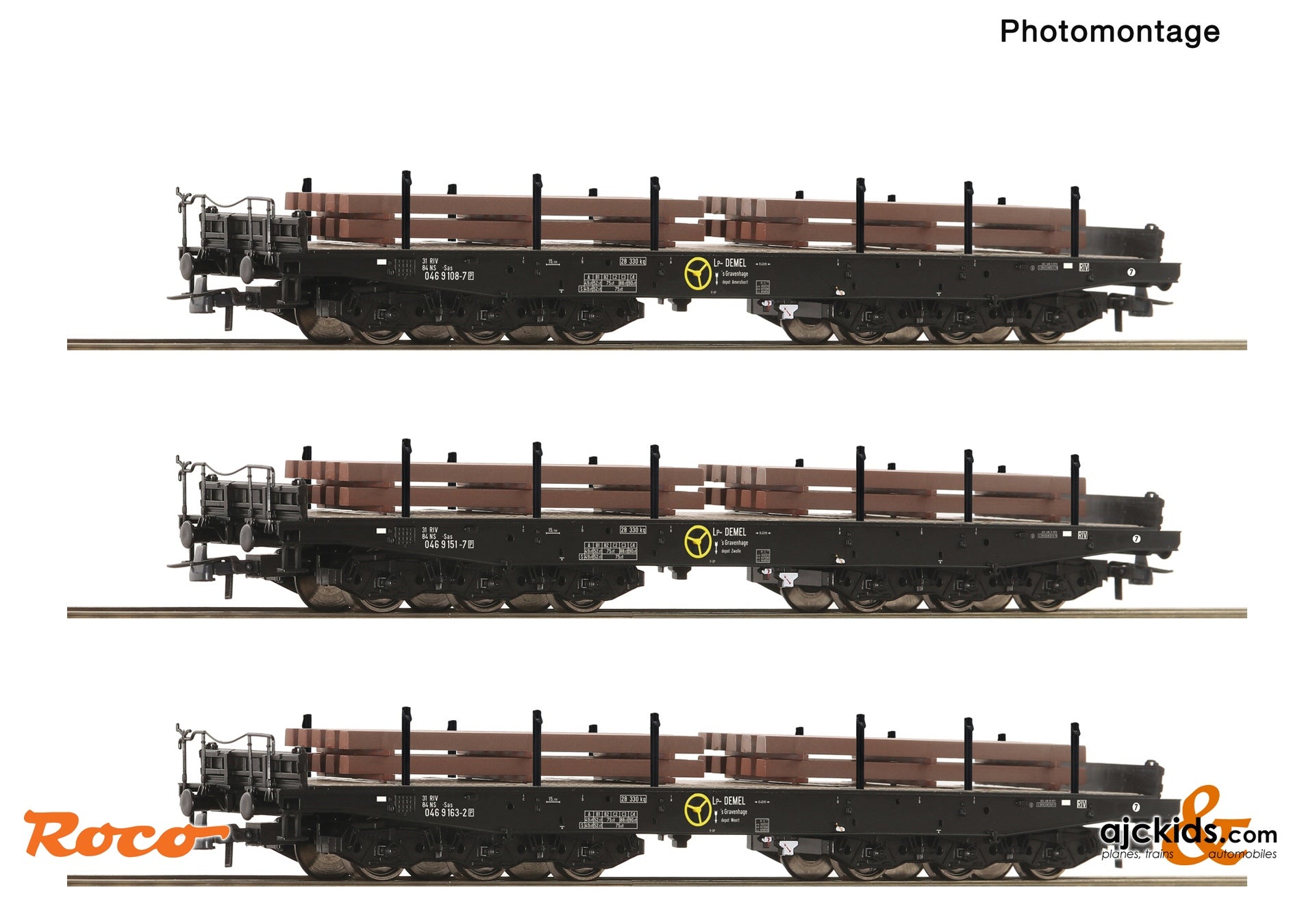 3 piece set: Heavy-duty flat wagons, NS