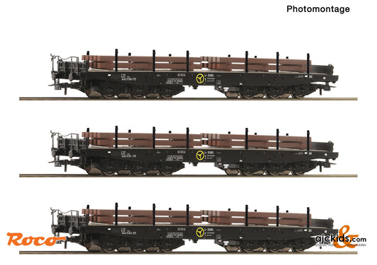 3 piece set: Heavy-duty flat wagons, NS