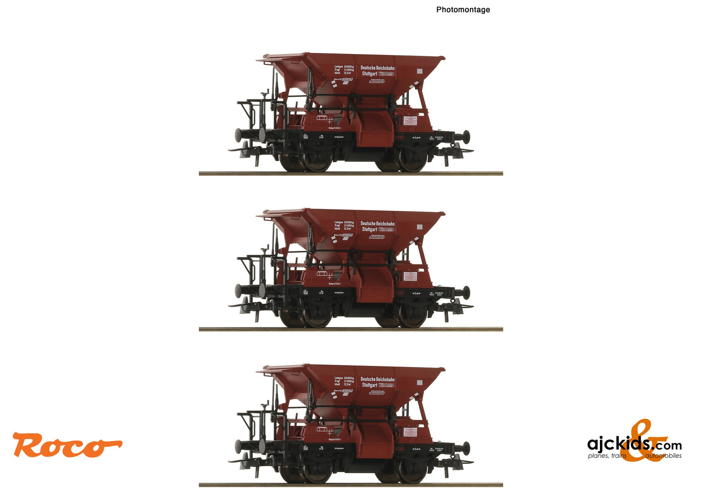 3 piece set: Talbot ballast hopper wagons, DRG