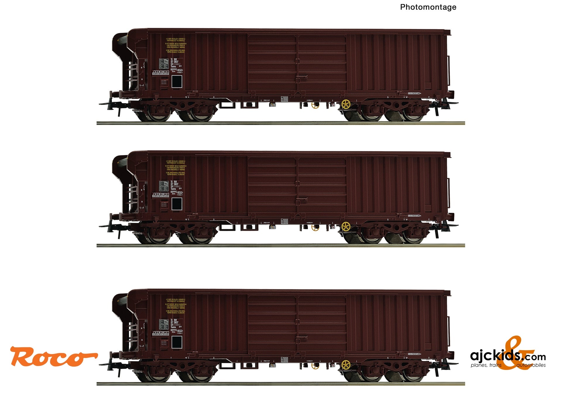 3 piece set: Rolling roof wagon, SNCF