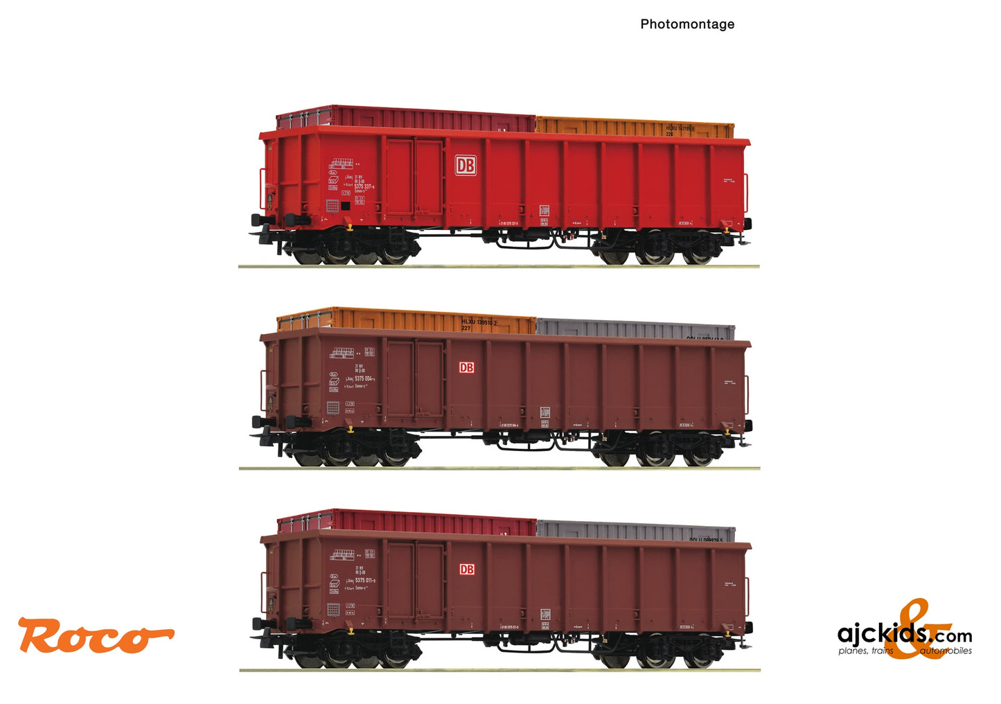 3 piece set: Open goods wagons, DB AG