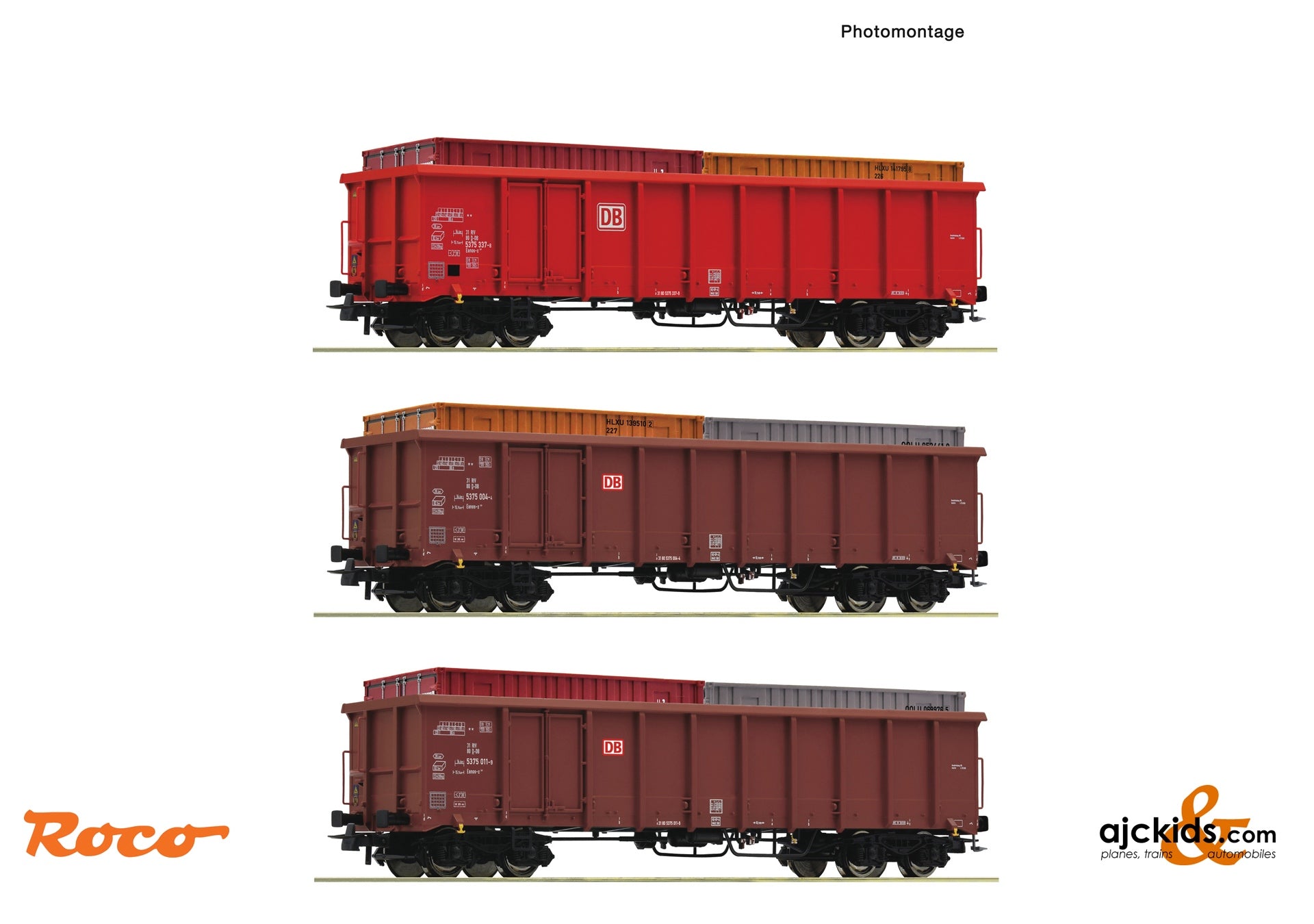 3 piece set: Open goods wagons, DB AG