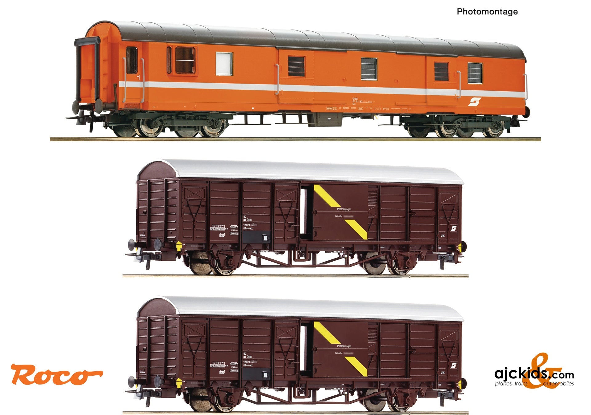 3 piece set: Postal wagons, ÖBB