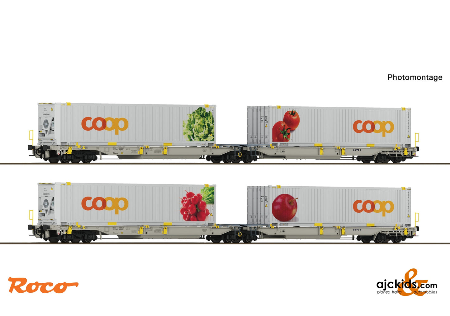 2-piece set 1: Articulated double-pocket wagon T2000, railCare