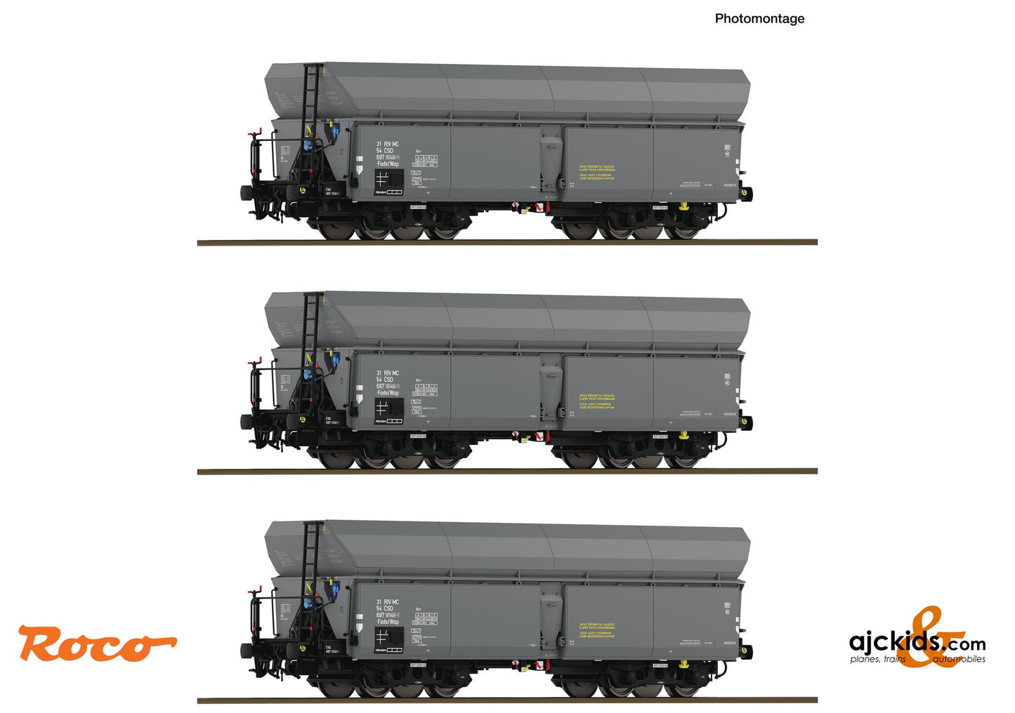 3 piece set: Self-unloading hopper wagons, CSD
