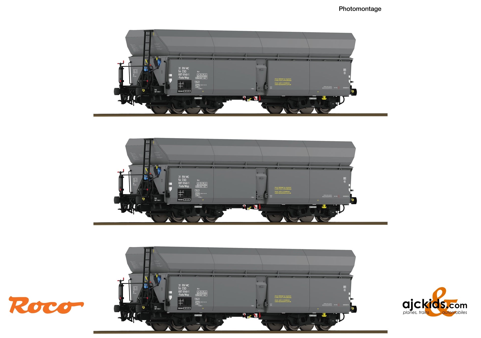 3 piece set: Self-unloading hopper wagons, CSD