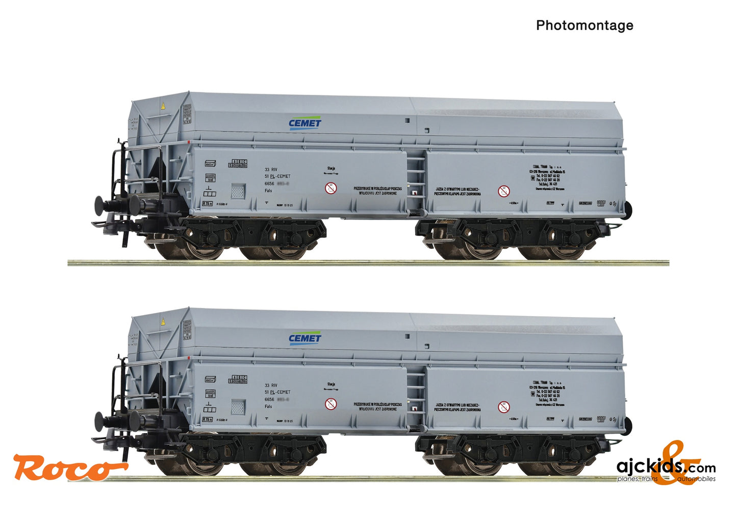 2 piece set: Self-unloading hopper wagons, CEMET