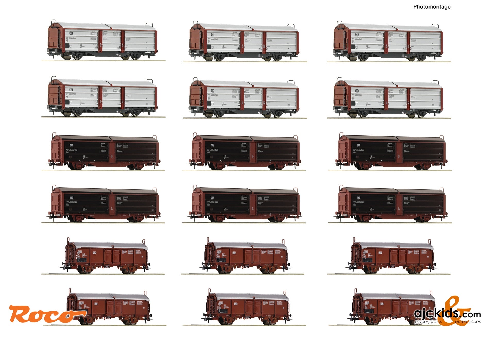 18 piece display:  wagons, DB