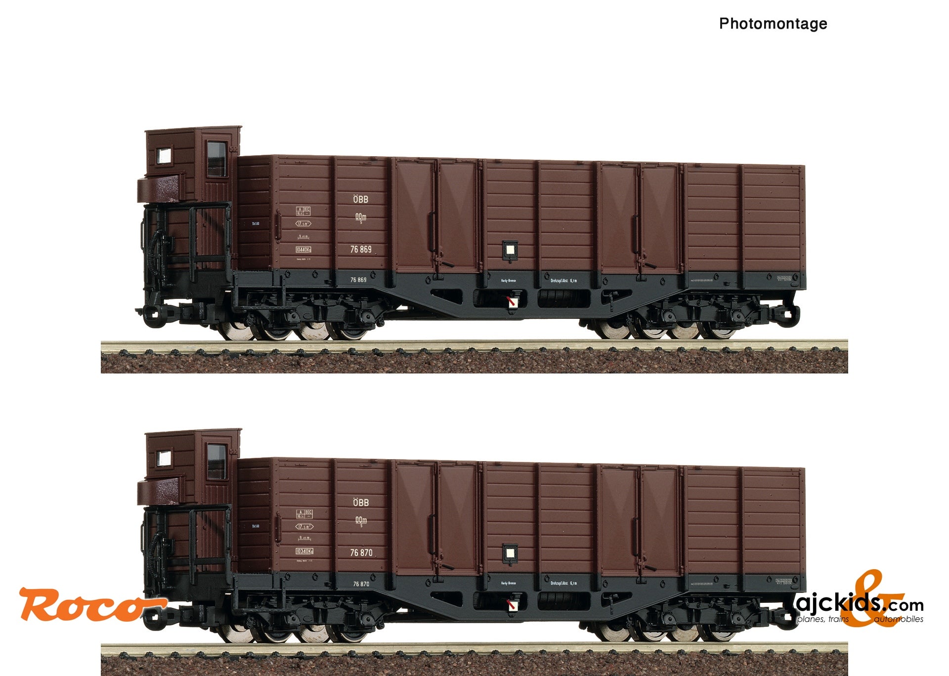 Roco 6640004 2 piece set: Open goods wagon, ÖBB – Ajckids