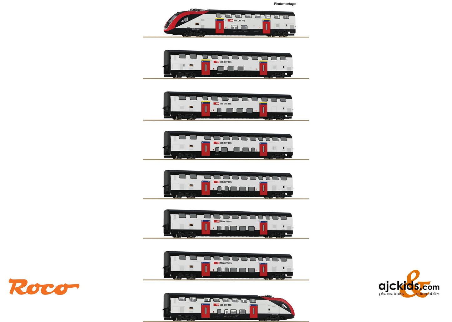 Roco 7700007 - 8-piece set: Long-distanc e double-deck train RABe