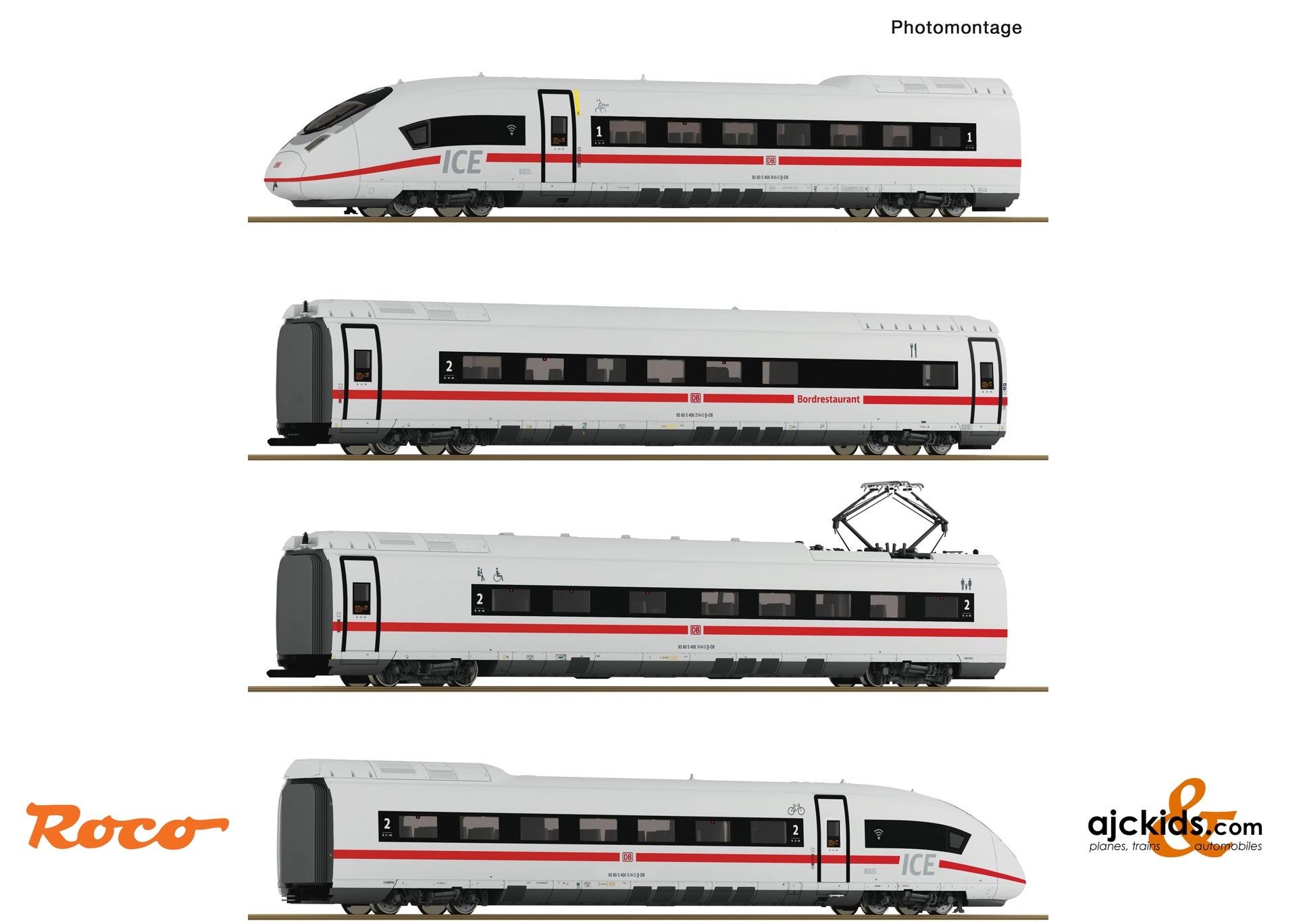 Roco 7700017 4 piece set: Electric multiple unit ICE 3neo (Class 408), DB AG