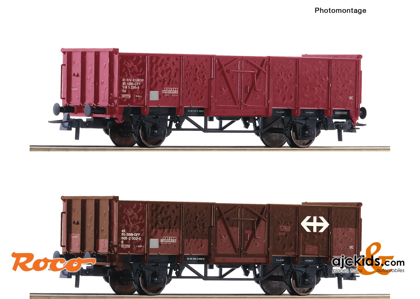 Roco 77034 - 2 piece set: Open goods wagons, SBB