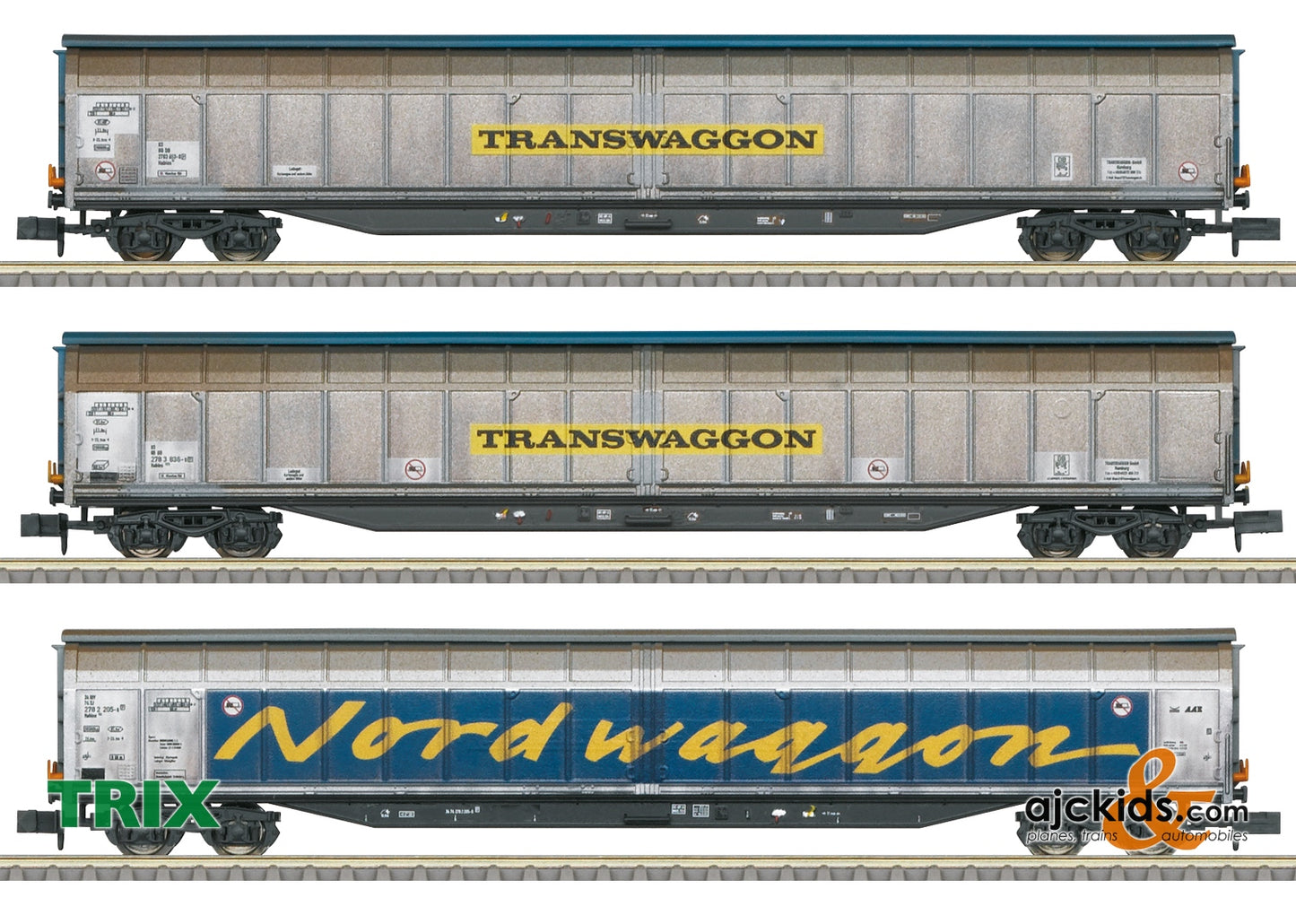 Trix 18297 - MHI Sliding wall wagon set "Transwaggon"