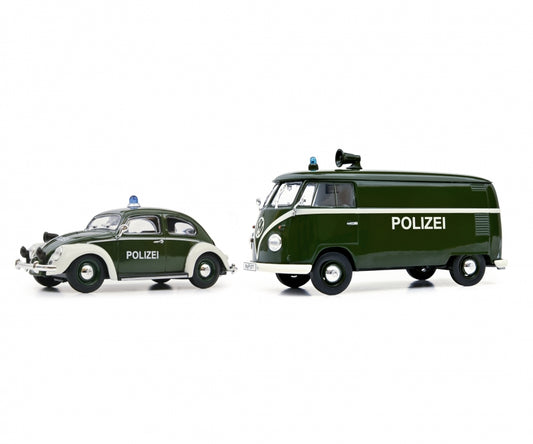 Schuco 450774400 - 2 pc Set Polizei, VW Beetle and VW Van 1:32 at Ajckids.com