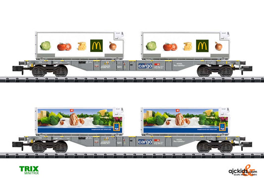 Trix 15488 - Foodstuffs Refrigerated Transport Container Transport Car Set