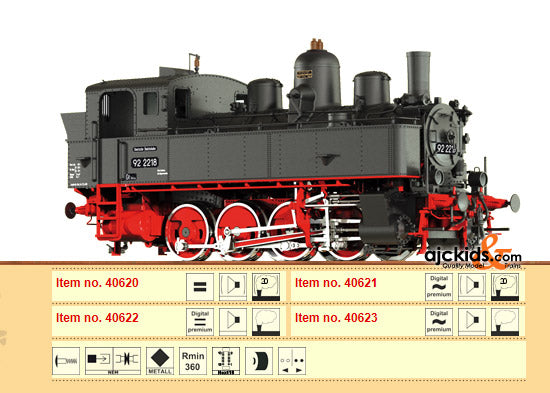 Brawa 40623 Steam Locomotive with Tender 92.22 DR (Digital Sound Smoke)