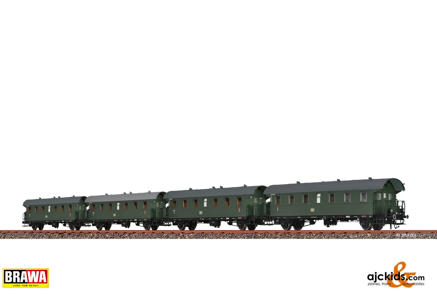 Brawa Set Passenger Coach DB, Era III (incl Command Car) 285.66 at Ajckids.com