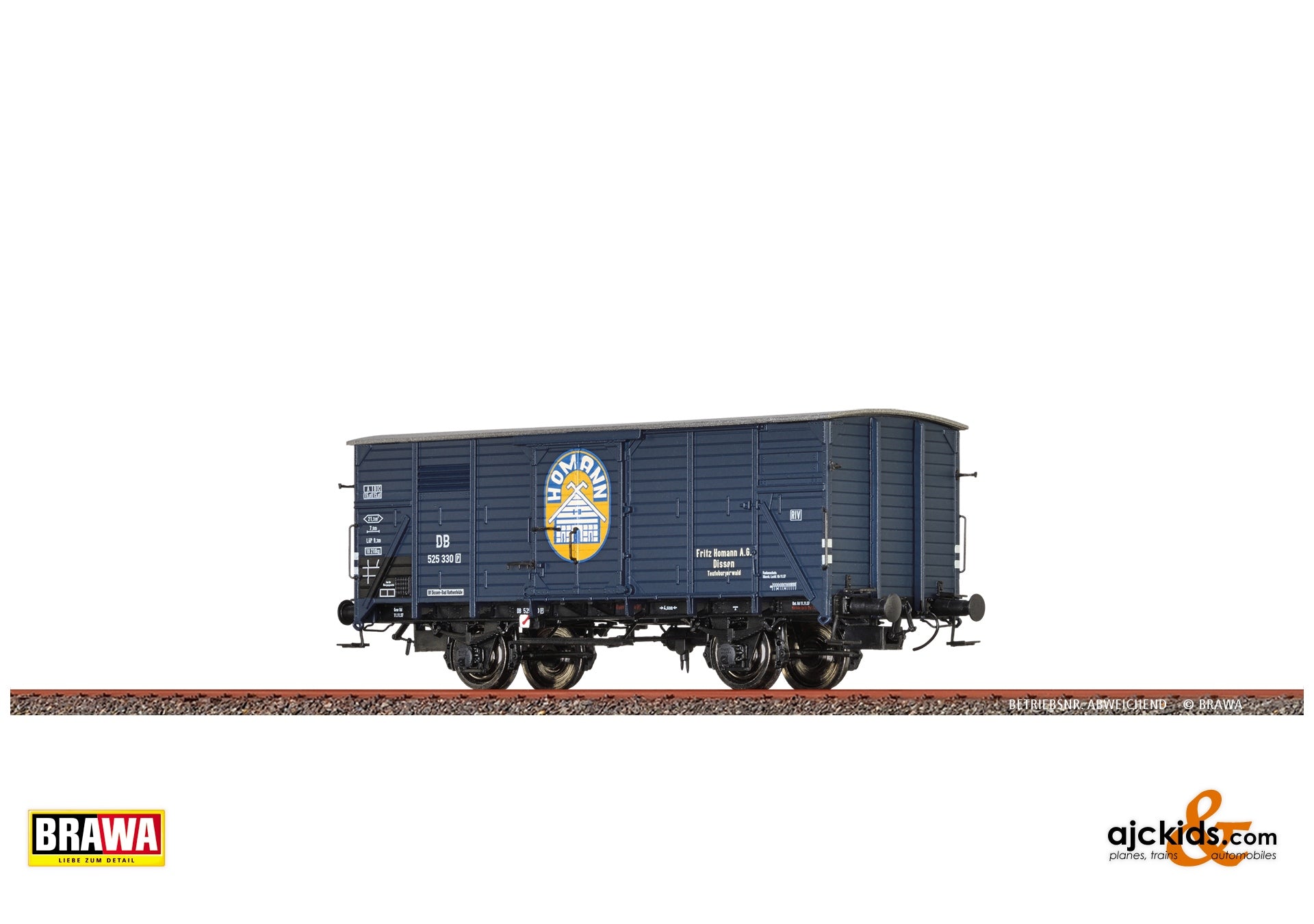 Brawa 50961 H0 Covered Freight Car G10 "Fritz Homann" DB at Ajckids. MPN: 4012278509617