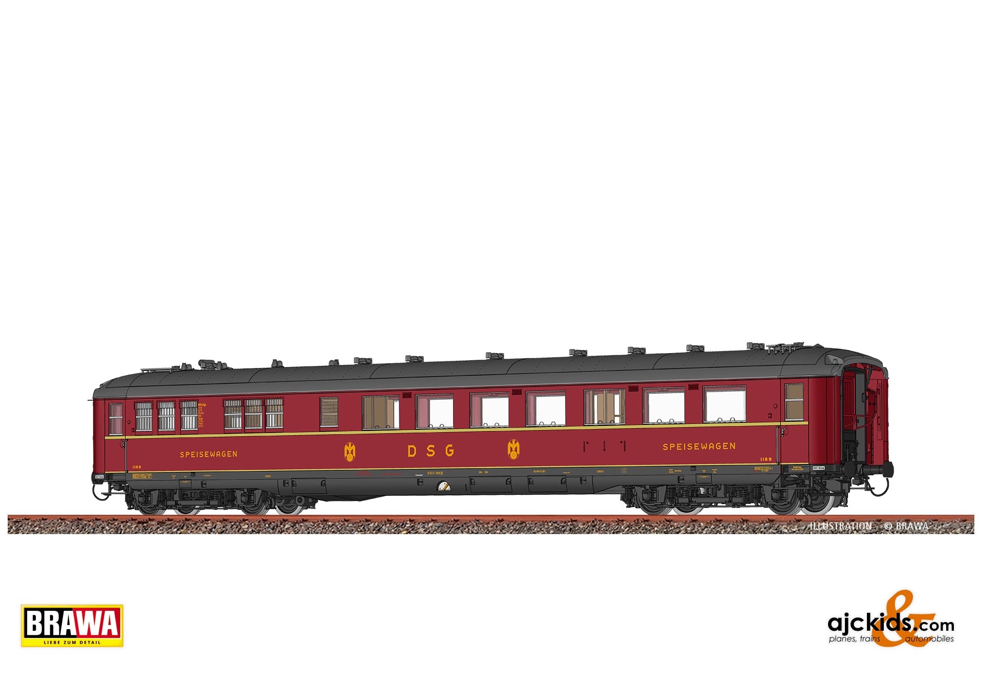 Brawa 51053 H0 Dining Car WR4üge DSG at Ajckids. MPN: 4012278510538