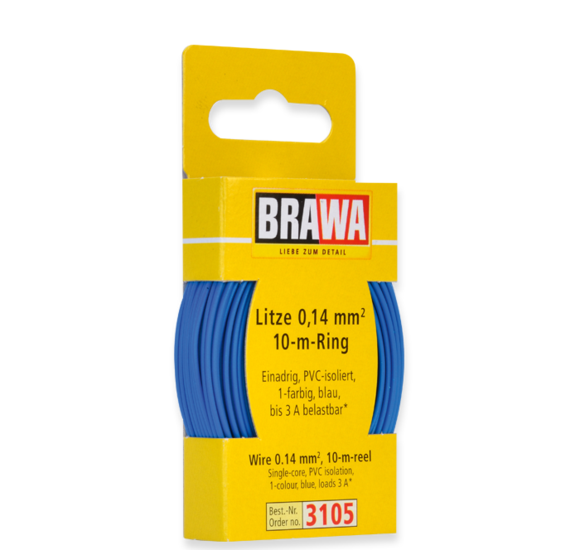 Brawa 3105 - Wire 0.14 MM² 10 m ring blue