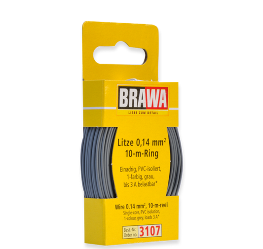 Brawa 3107 - Wire 0.14 MM² 10 m ring grey