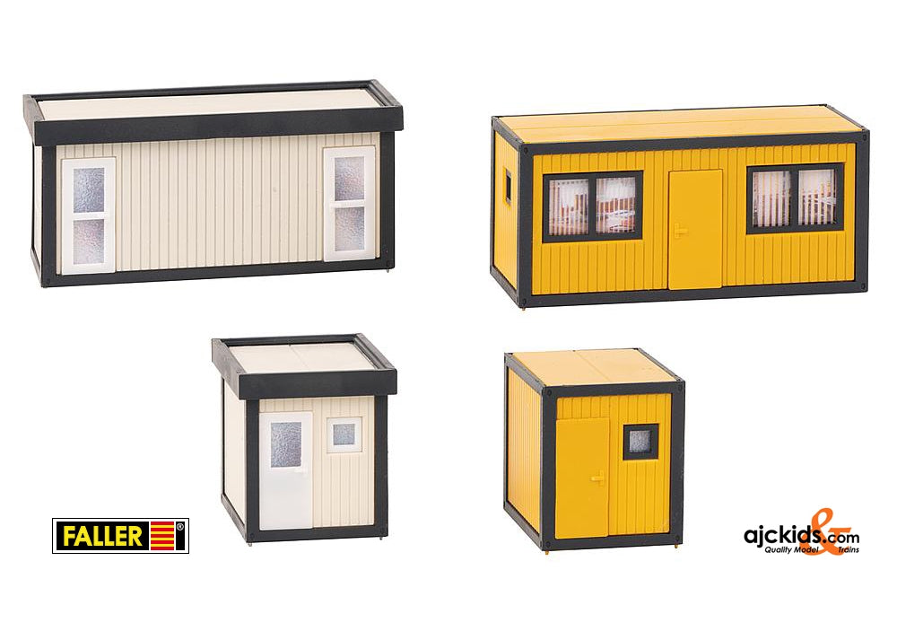 Faller 130136 - 4 Building site containers, black-yellow / grey-black