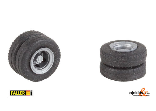 Faller 163117 - 2 wheels tyres and rims (Rear axle) for delivery trucks and bus